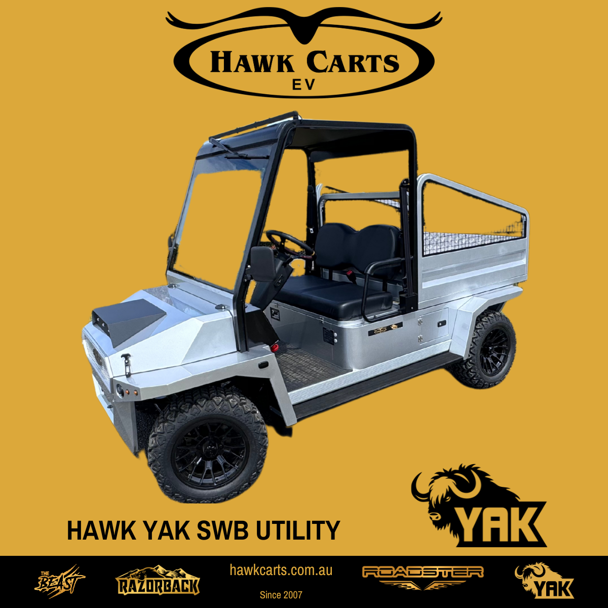 Hawk Yak Utility SWB Plug-In Hybrid 72V Lithium