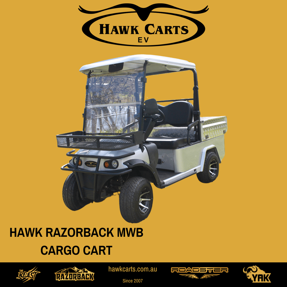 Hawk Cart Razorback Rear Shock Absorber Hawk Carts | Razorback Cargo Cart MWB & LWB | Electric 100Ah Lithium