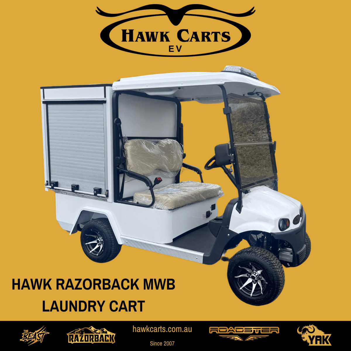 Hawk Carts | Razorback Linen Laundry Cart | EV Lithium